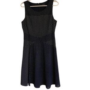 The Limited 6 Blue Polka Dot A-line Dress.  Fully Lined Sleeveless Work Layer
